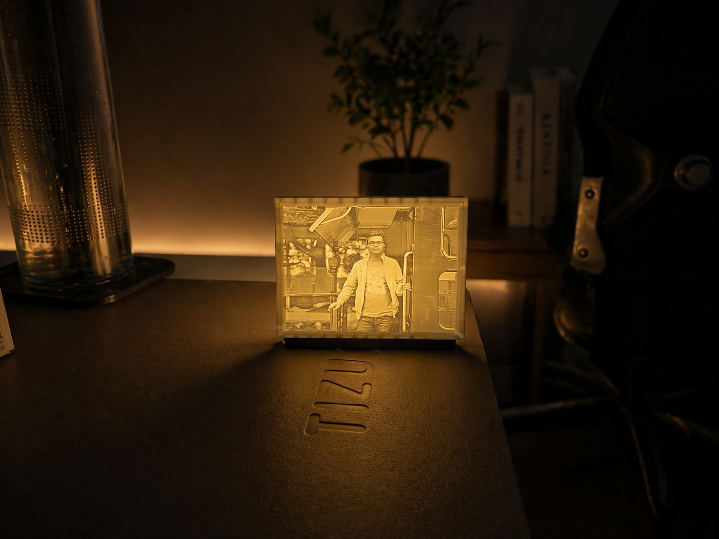 Photo Lithophane — backlit amber glow